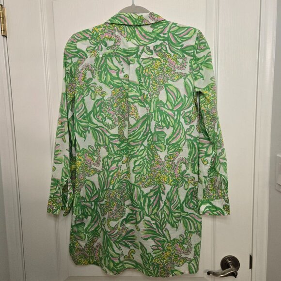 Lilly Pulitzer Shirt Dress Tunic Green and Pink Long sleeve Colorful - Picture 15 of 15
